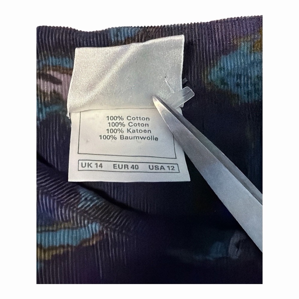 Vintage 90s Laura Ashley Blue Floral Corduroy Midi Dress US 12 - Picture 6 of 6